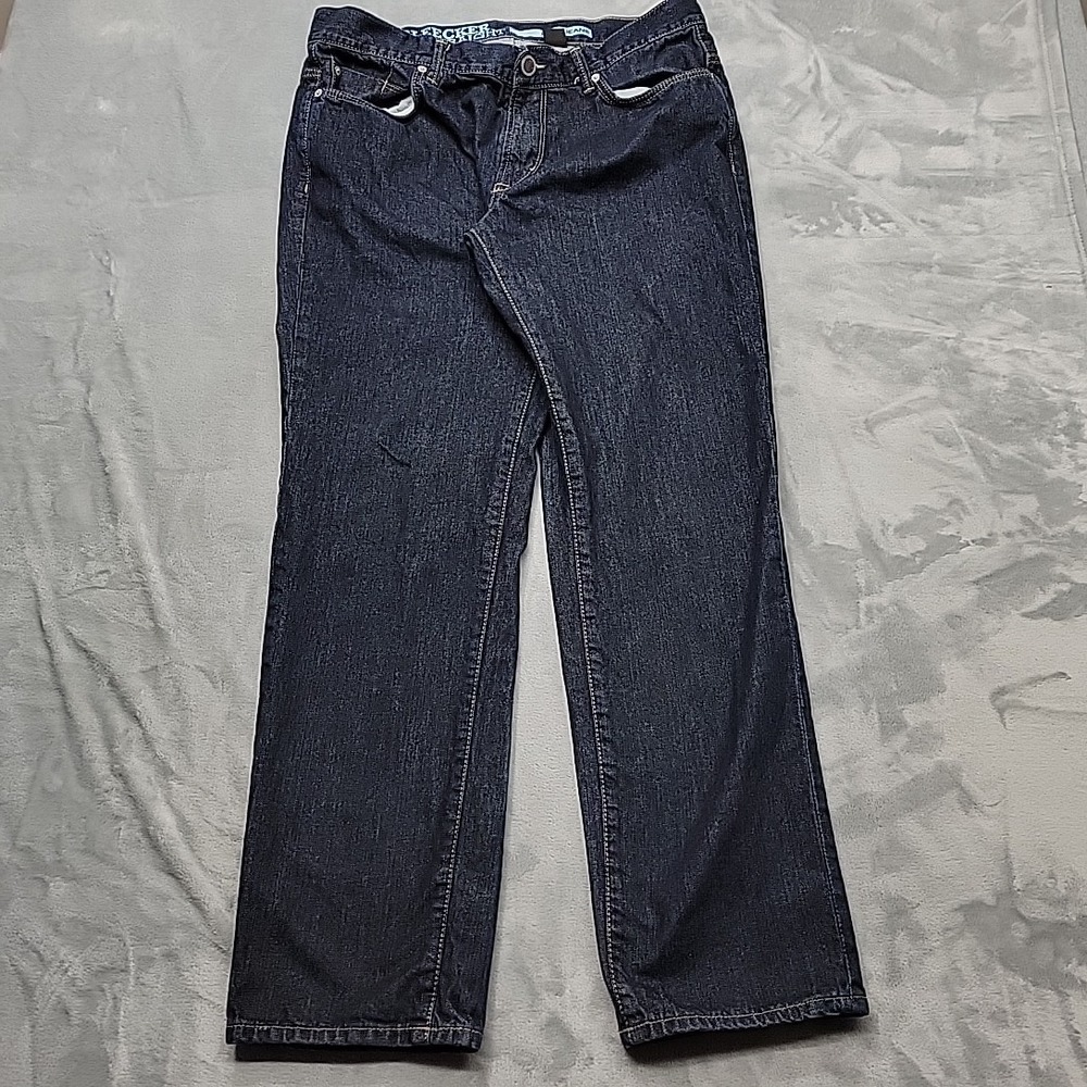 DKNY Jeans Mens 36x32 Blue Bleecker Straight Dark Wash Classic Casual